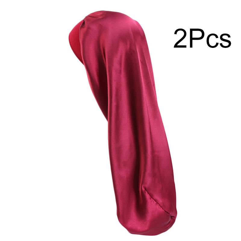 1Pc Silk Satin Bonnet Long Hair Polyester Double Sided Hair Hat Solid Color Dreadlocks Braids Women Night Sleep Cap