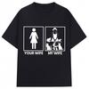 Смешные Т-shirts с принтом «Ваша жена Моя жена Кошатница» для мужчин и женщин, модные, креативные, с коротким рукавом, из мягкого чистого хлопка, повседневная футболка -...