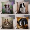 Soft Plush Cute Pet Animal  Cushion Cover Scotland Border Collie Pillowcase for Sofa Car Decor Dog Printed Pillow Case