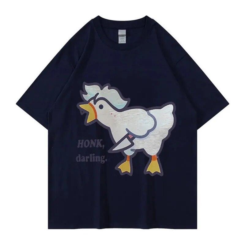Cute Funny Goose Astarion 2023 Новая графическая футболка унисекс WoUnisex Ретро футболки с короткими рукавами Летняя мода Хлопковая футболка большого размера