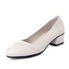 Shallow Mouth Round Toe Soft Leather Soft Sole Mother's Shoes Single Shoes Thick Heel Medium Heel Fashionable Women's Leather Shoes