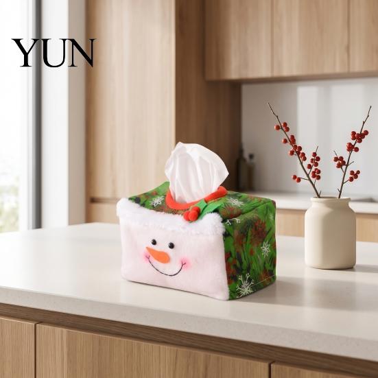 Cute Santa Face Cover Christmas Tissue Box Cover, Holiday Napkin Dispenser Sleeve, Non-Woven Fabric Washable Paper Sleeve Holder for Home Office