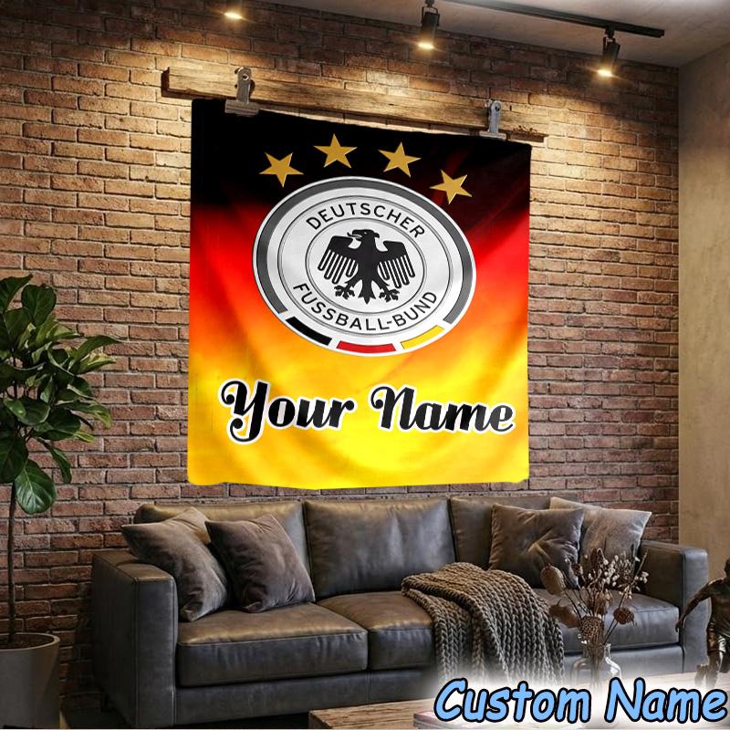 Custom Name German Football Federation Emblem Tapestry Room Decoration Wall Hanging for Living Room Bedroom, dormitory, Birthday and Christmas gifts