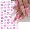 3D Sexy Lips Stickers Leopard Print Love Heart Letter Pink Rose Red Lips Valentines Manicure DIY Romantic Nail Decoration