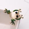 Vivid Cute Green Enamel Opal Frog Brooches For Women Men Vintage Cartoon Funny Froggy Lapel Pins Animal Badge Party Jewelry Gift