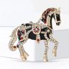 Alloy Multicolor Horse Brooch Rhinestone Inlaid Standing Horse Brooch Lapel Pin Zodiac Year Animal Brooch for Men Women Clothing Accessories