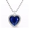 Royal Blue Heart of Ocean Pendant Necklaces for Women Peach Heart Blue Crystal Zircon Necklaces + Velvet Bag ARI