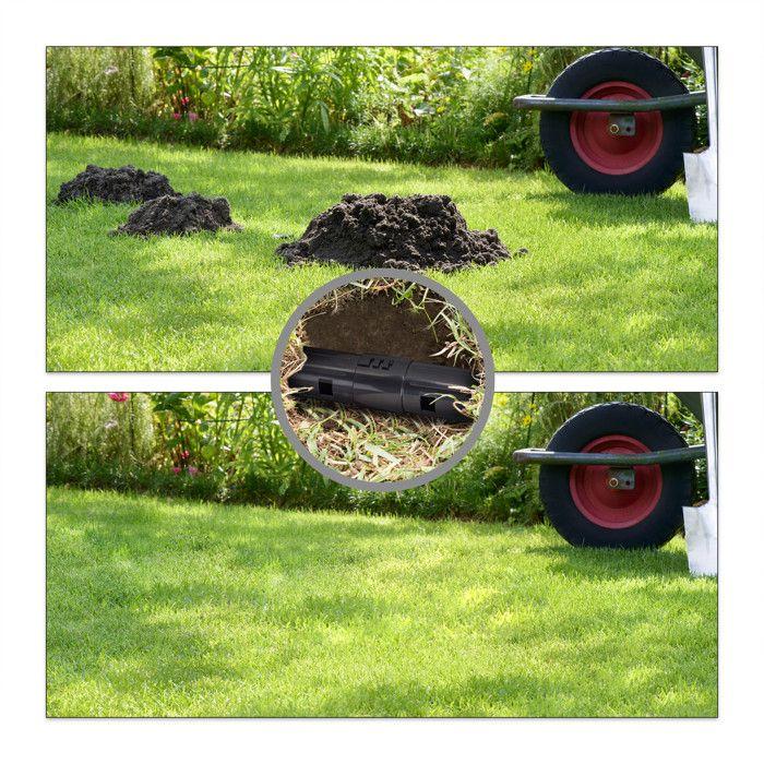 Relaxdays Piège à taupe tunnel piège vivant défense animale lutte anti taupe piège tube plastique 2 ouvertures, noir