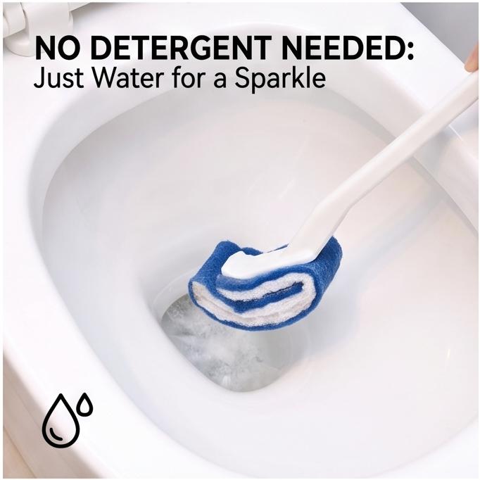 Ergonomic Handle Soft Bristle Toilet Brush, No Dead Angle Durable No-Rinse Bathroom Cleaning Tool for Household Toilet Stain Removal