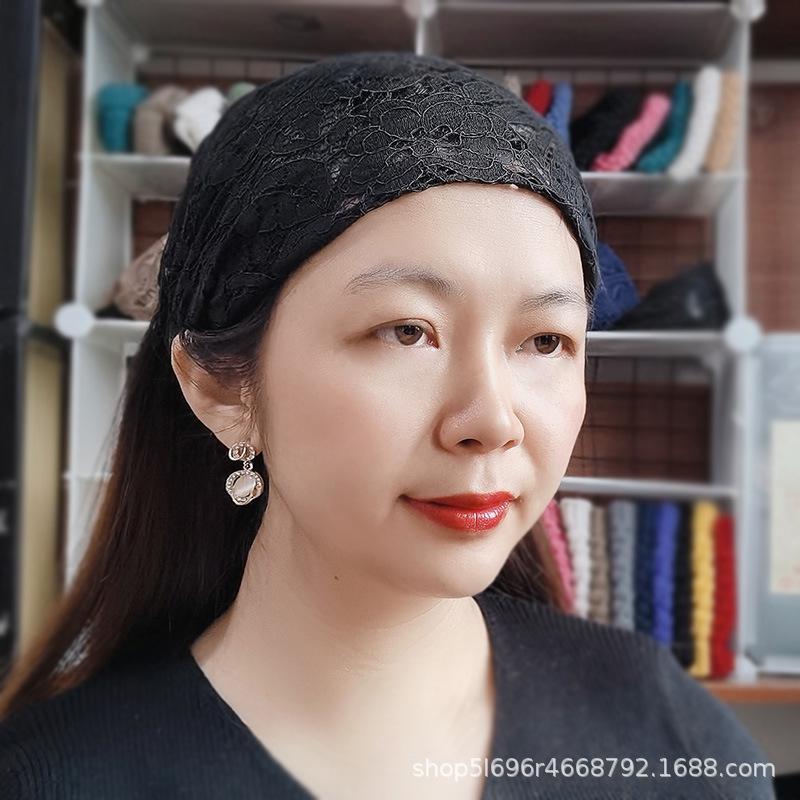 Летняя белая корейская кружевная эластичная повязка на голову для женщин