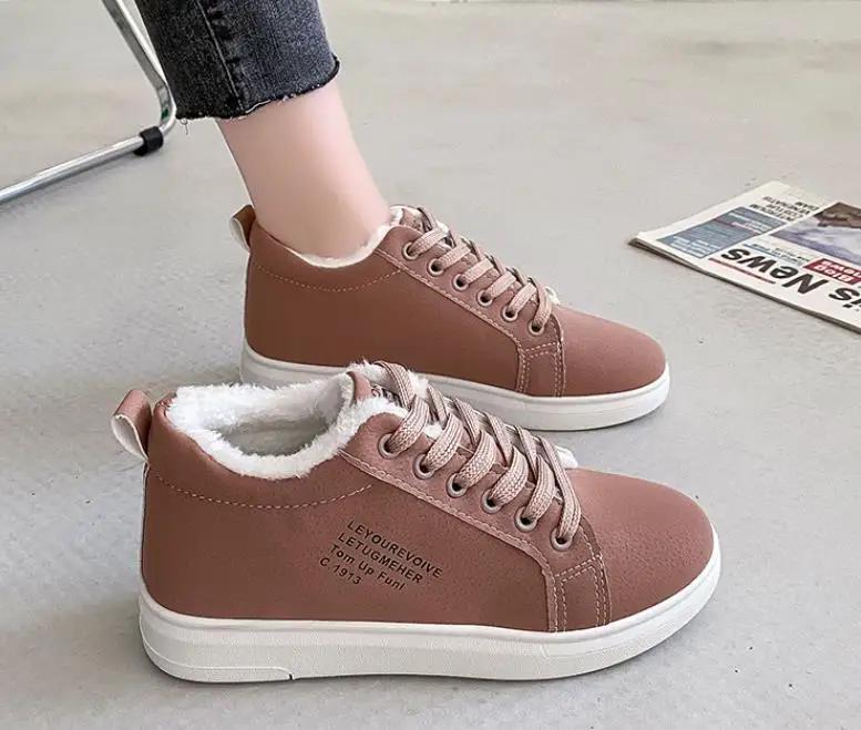 Модные зимние женские кожаные сапоги для снега 2025 женские сапоги хлопковая обувь бархатный верх подошва теплые снежные женские хлопковые ботильоны готика