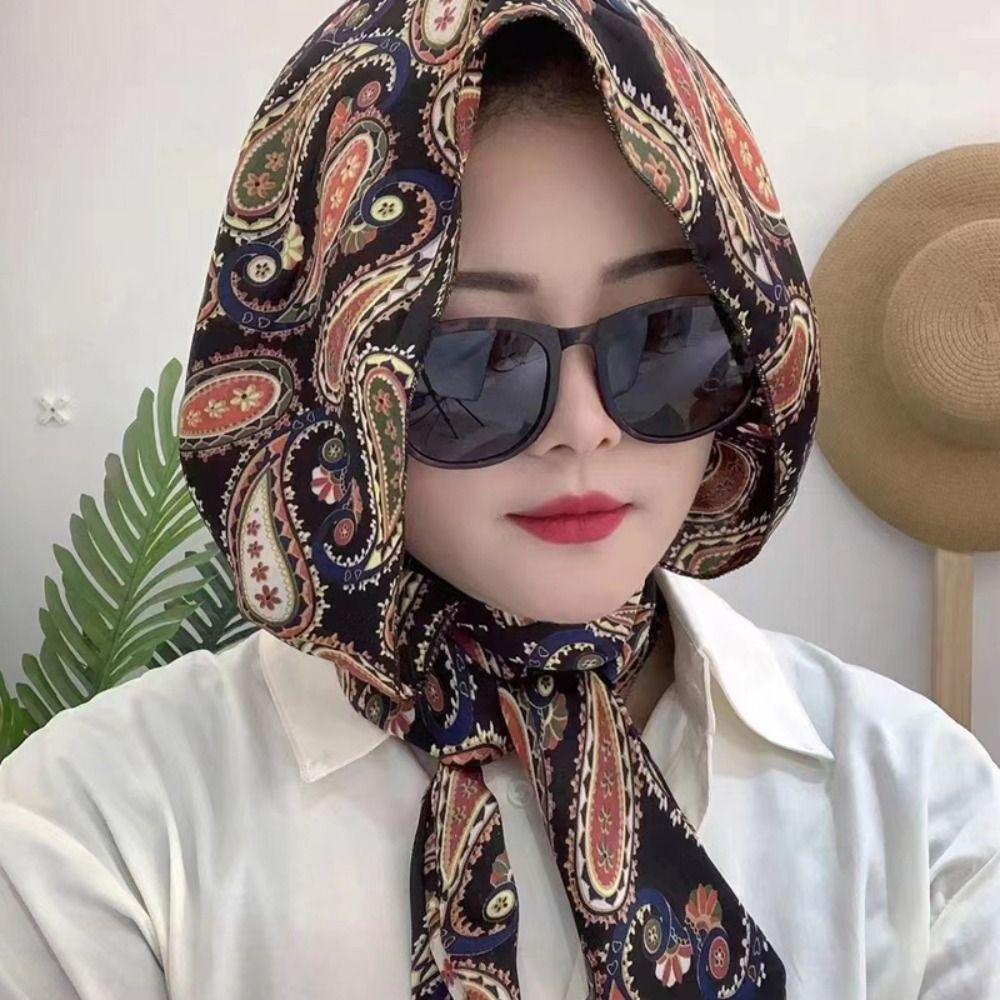 Scarf Cap Flower Beach Shawl Korean Style Scarves Summer Scarf Hat Sunscreen Scarf Female Wraps