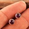 Amethyst Black Onyx Larimar Garnet Moonstone Labra Carnelian Silver Stud Earring 925 Sterling Silver Jewelry