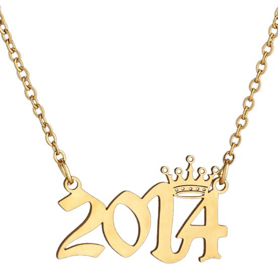 Year Necklace Lobster Clasp Smooth Surface Stainless Steel Chic Lobster Clasp Birth Year Necklace Charm Gift