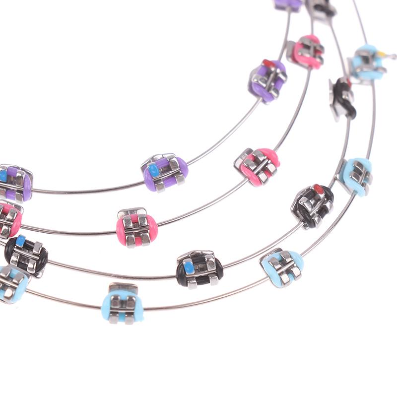 2Pcs Split Type Mini Colorful Brackets With Hook Dental Fake Braces Temporary Tooth Decoration Dental Tool