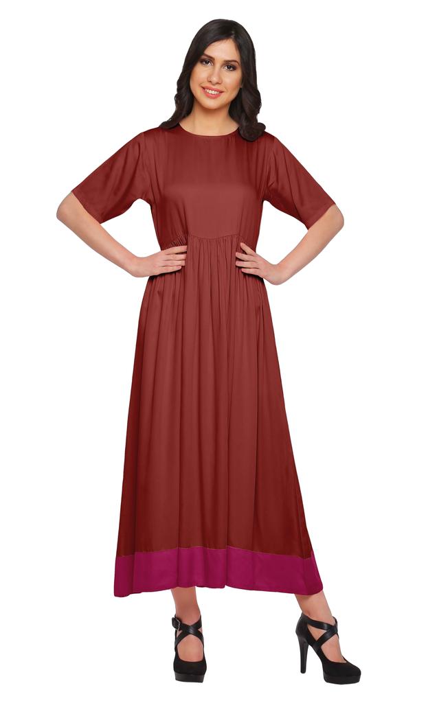 Moomaya Solid Casual Cotton Dress For Women A-Line Long Maxi Kurti Women