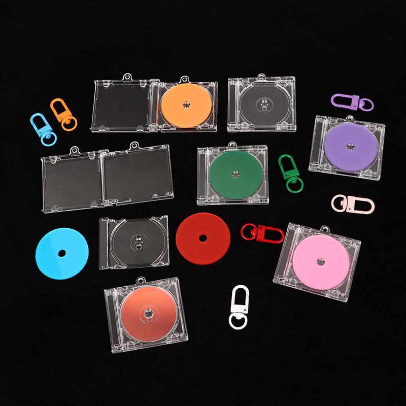Blank Album Cd Case Keychain Pendant Mini Cd Player Keyring Peripheral Commemorative Album Key Holder Diy Bag Hanging Decoration