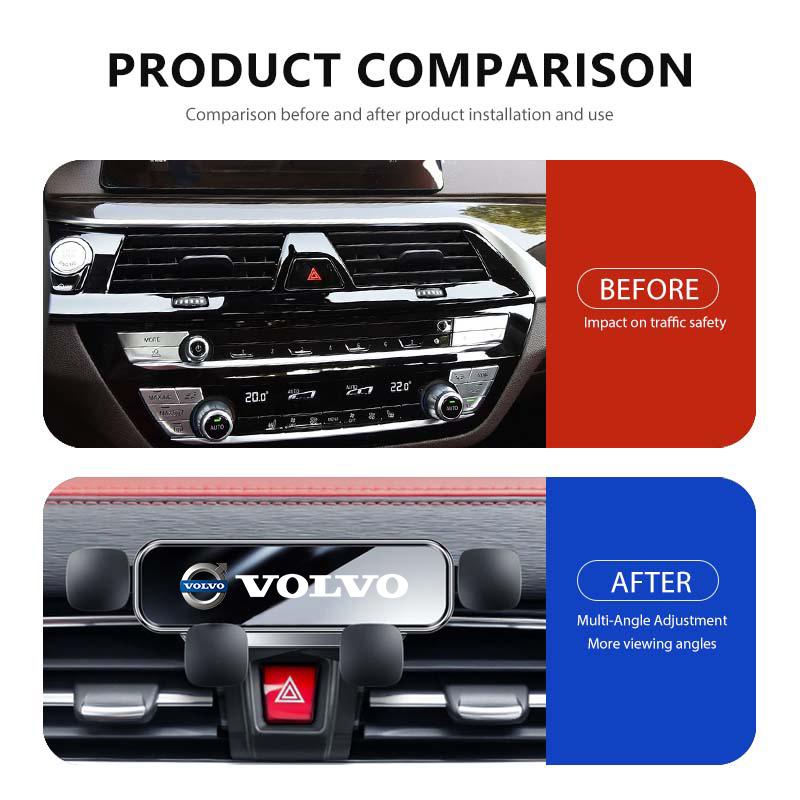 bgr3 For Volvo Gravity Car Phone Holder Air Vent Mount Cell Phone Holder V50 S60 XC60 S40 XC40 XC90 V70 XC70 C30 V40 V60