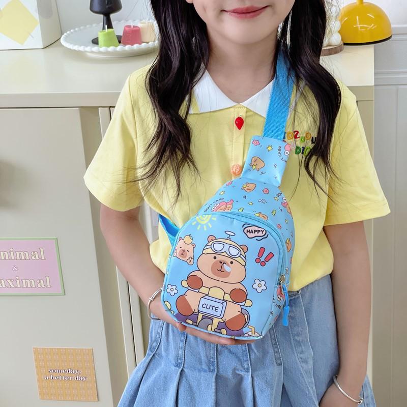 Школьный рюкзак мультяшный любовь нагрудная сумка новый простой с принтом капибары детский мешок для мелочи косой батч