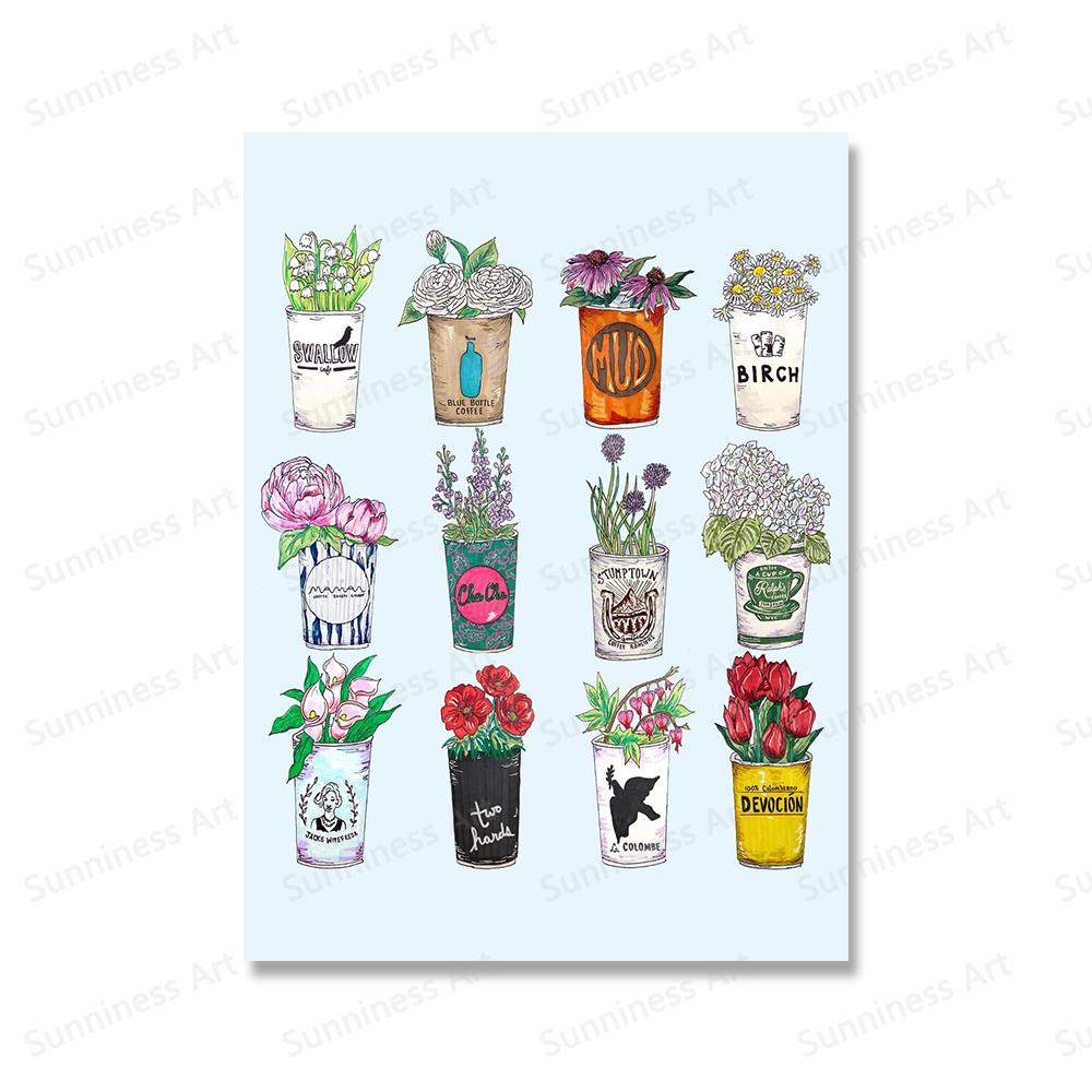 Nordic Food Flowers Coffee Cups Aperol Mac and Cheese Wall Art Canvas Painting Posters Print Pictures For Living Room Home Decor
