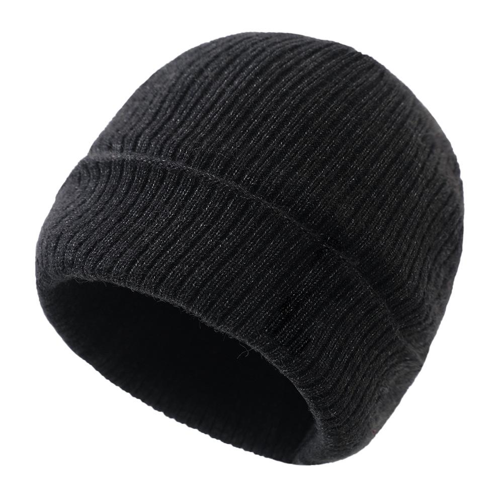 Winter-weight Short-pile Beanie Outdoor Knitted Hat Unisex Solid-colour Woolly Hat Baseball Cap