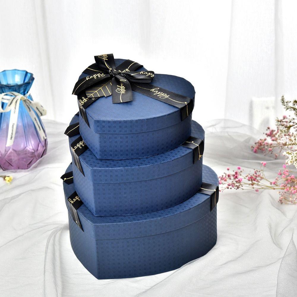 Красная Упаковочная Бумажная Коробка Бант Шелковая Лента Коробки для Подарков Контейнер для Хранения Подарков День Святого Валентина