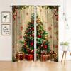 2pcs Luxurious Christmas Lights Print Curtains Set Semi-Sheer Polyester With Rod Pocket For Easy Hanging For Bedroom Living Room