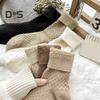 6 пар носков-тапочек, осенне-зимние однотонные утолщенные теплые носки, высокие носки базового дизайна для вязания