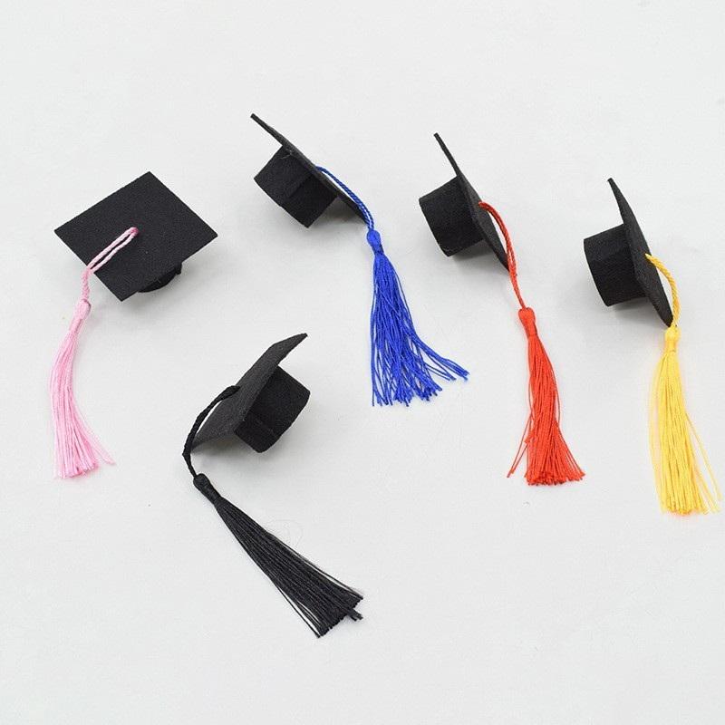12 Pieces Mini Graduation Cap Class Of 2026 Mini Graduation Hats With Tassels Small Black Grad Cap Bottle Topper Decorations