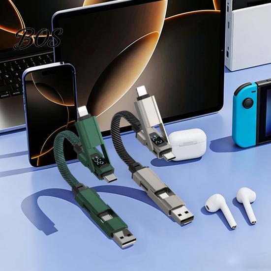 Зарядное устройство USB-A на USB-C 65 Вт 4 в 1, кабель-брелок, быстрая зарядка, кабель для передачи данных, светодиодный дисплей, 8-контактный/Type-C/USB-A/USB-C, портативный брелок