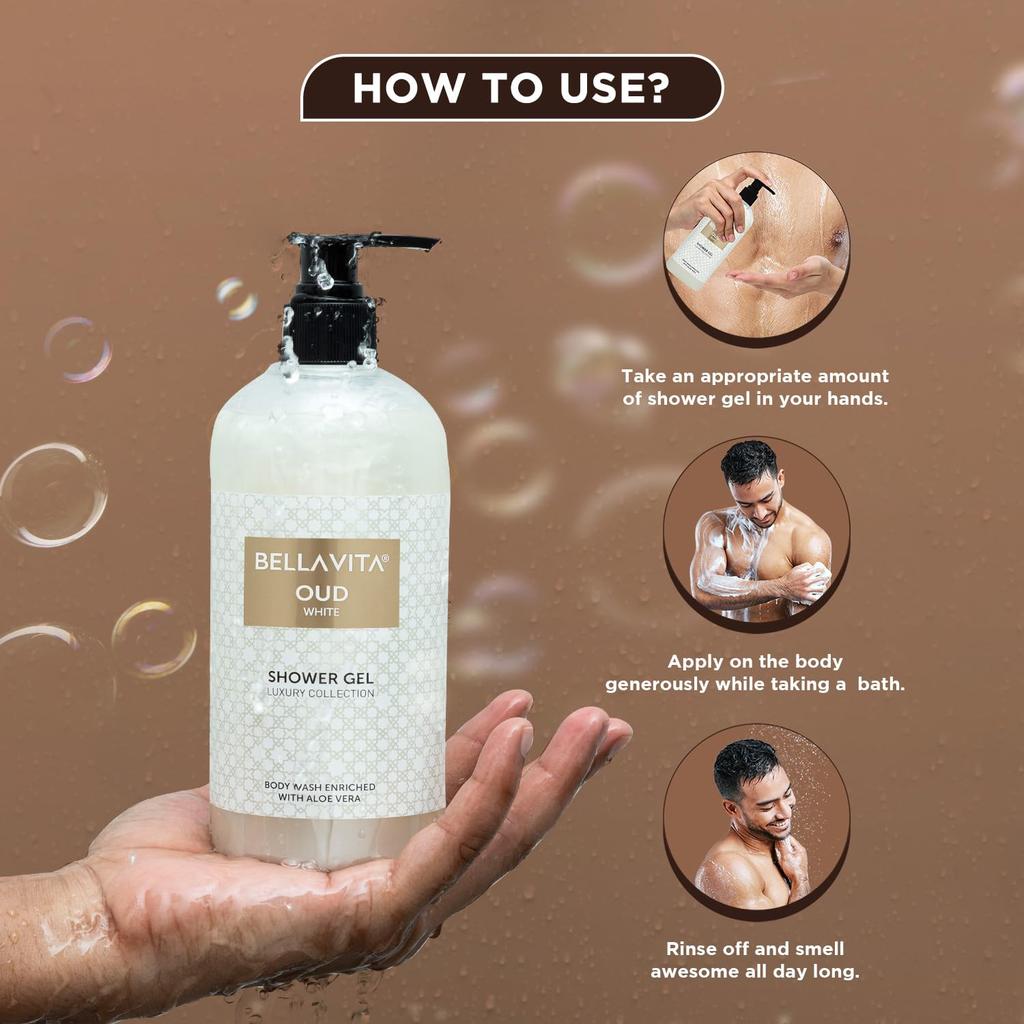 Роскошный гель для душа OUD WHITE Unisex, освежающий гель для душа для глубокого очищения, увлажнения, смягчения и разглаживания кожи с алоэ вера 500 мл