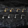 Правый Гранд ASTM F136 Титан 20G L-образный пирсинг-гвоздик для носа (ноздри) Украшение CZ/Шарик/Сердце/Звезда Винтовой гвоздик-кольцо для носа для женщин