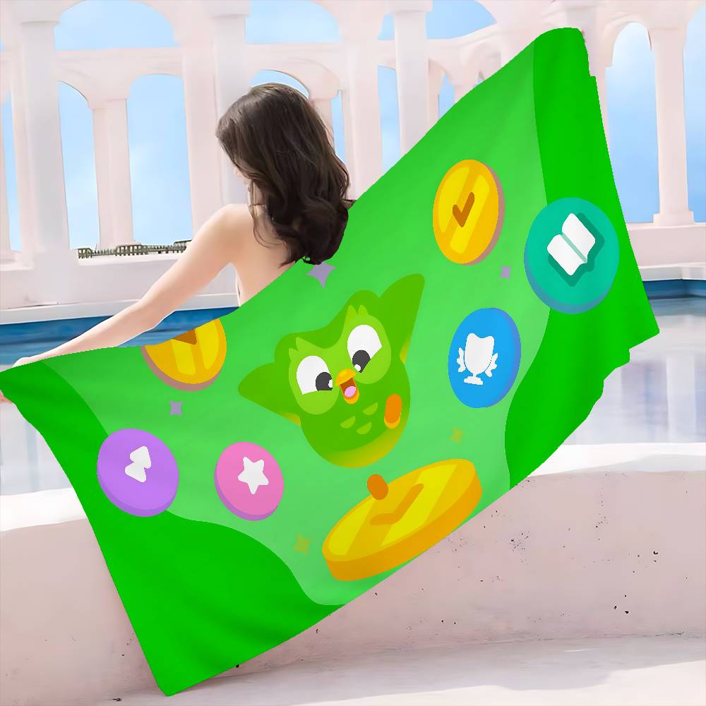 Забавный D-Duolingo Микрофибра Печатное Пляжное Полотенце Альпинизм Йога Пляж Плавание Бег Впитывающее Мягкое Полотенце