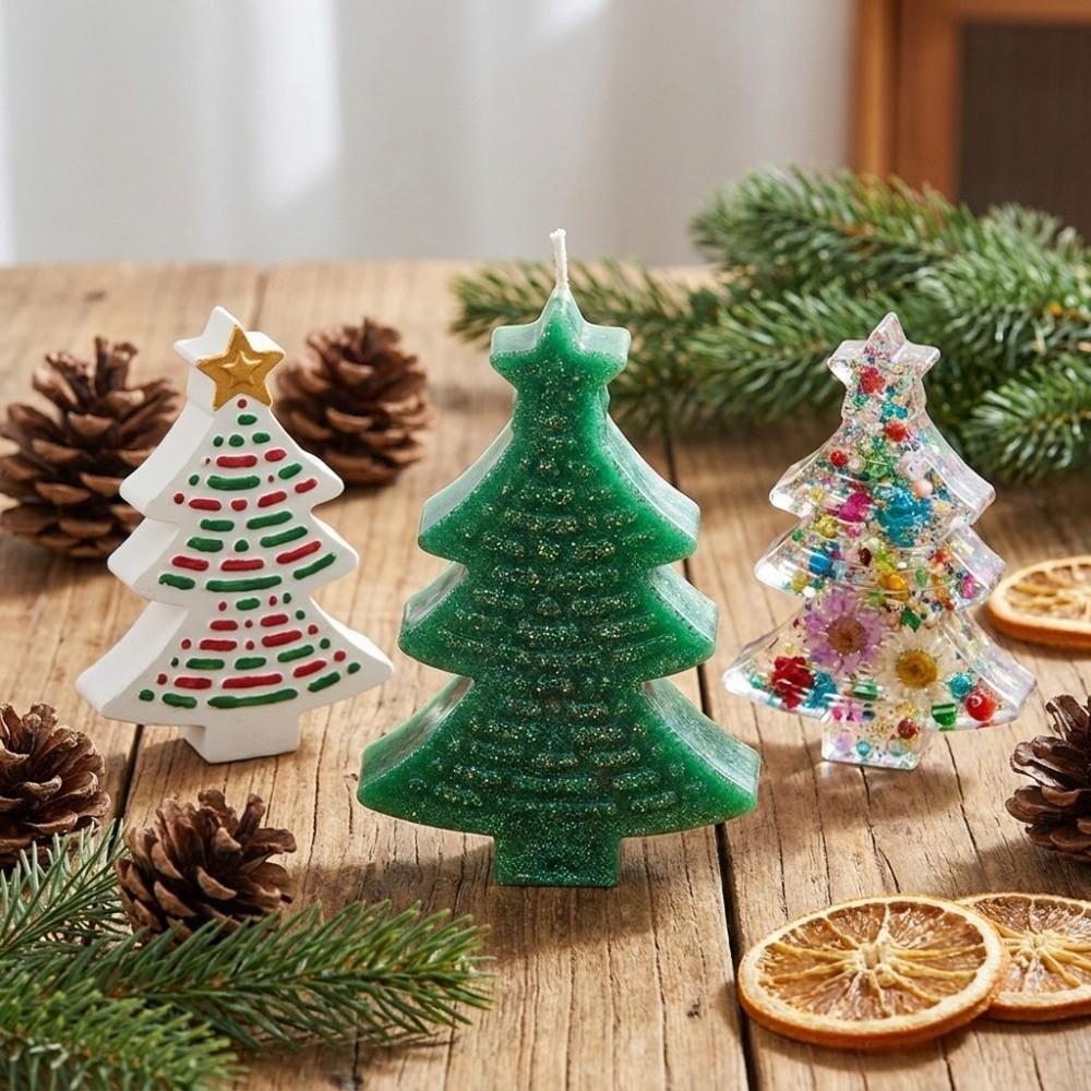 Silicone Christmas Tree Mold 3D Stripes Soap Mold New DIY Candle Mold Xmas Decor
