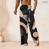 Men s Plus Size Geometric Printed Drawstring Waist Straight Leg Full Length Beach Pants With Side Pockets