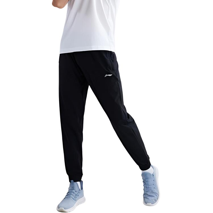 Li-Ning Легкие черные повседневные зауженные спортивные штаны мужские низы AYKU705-1