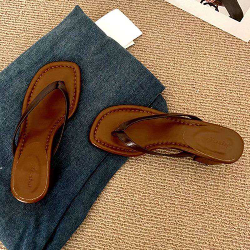 Fashion Footwear Round Heels Slippers Shoes For Women Flip Flops Summer Beach Female Fashion Shallow Ladies Heels Slides Slippers Shoes