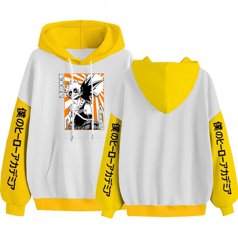 Японское аниме Моя геройская академия Бакуго Кацуки Забавные принтованные худи с капюшоном Мужские Женские Худи Оверсайз Толстовка Харадзюку Уличная одежда