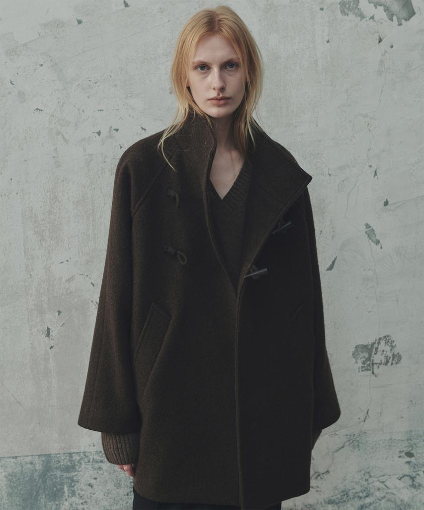 FROMWHERE Wool Duffle Half Coat_Brown