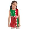 Kids Girls Sleeveless Striped Color Block Dance Leotard Dress Christmas Dress Up Party Costumes