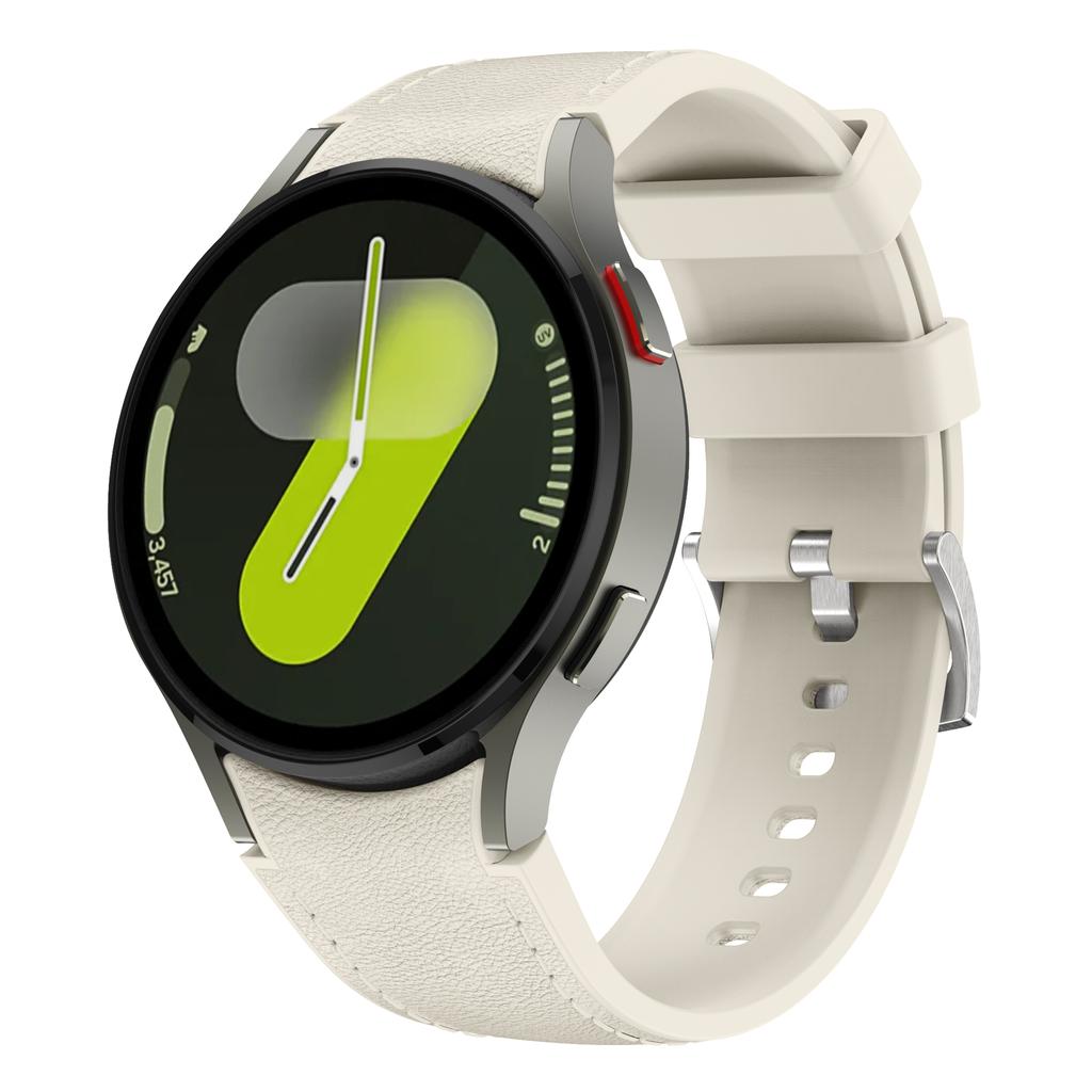 Силиконовый+Кожаный ремешок без зазора для Samsung Galaxy Watch 7 6 5 4 FE 40мм 44мм Браслет Наручный ремешок Watch 6 4 Classic 43/47мм 42/46мм