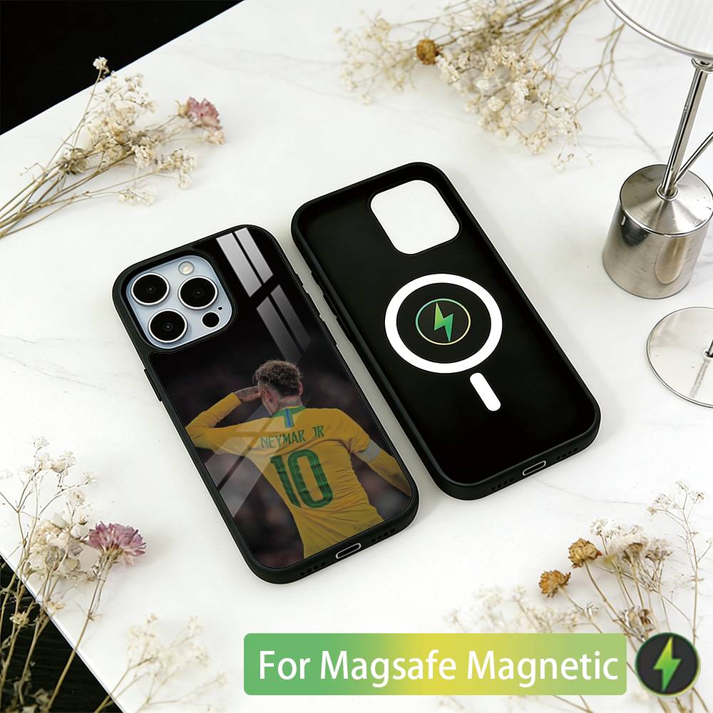 Футбольная звезда 10 Неймар Чехол для телефона для iPhone 17, 16, 15, 14, 13, 12, 11 Plus, Pro Магнитный с беспроводной зарядкой Magsafe