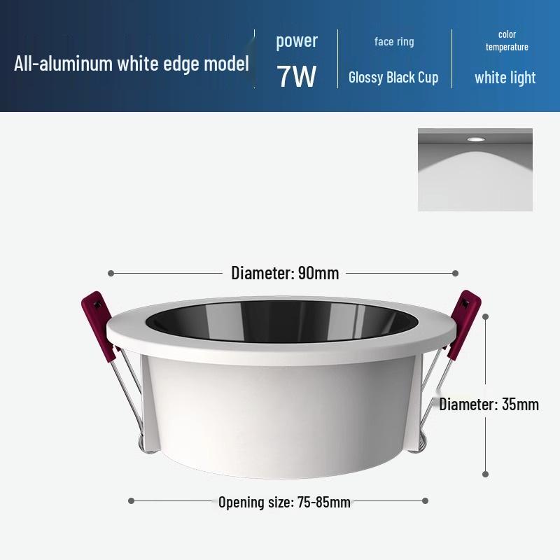 Ultra-Thin Anti-Glare Deep Cup Recessed Downlight for Living Room Ceiling