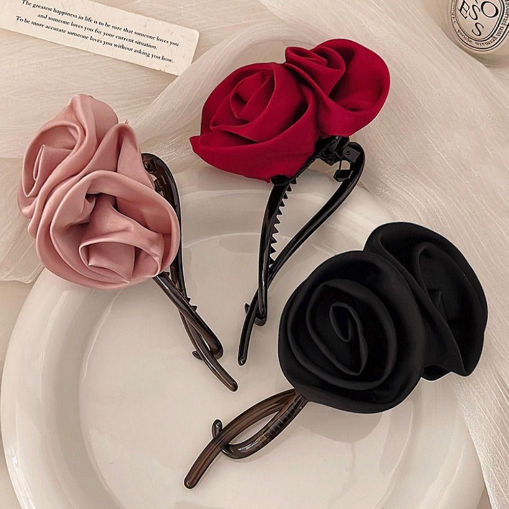 Заколка-цветок для волос Элегантная атласная витая заколка Милая роза заколка для волос для девочек