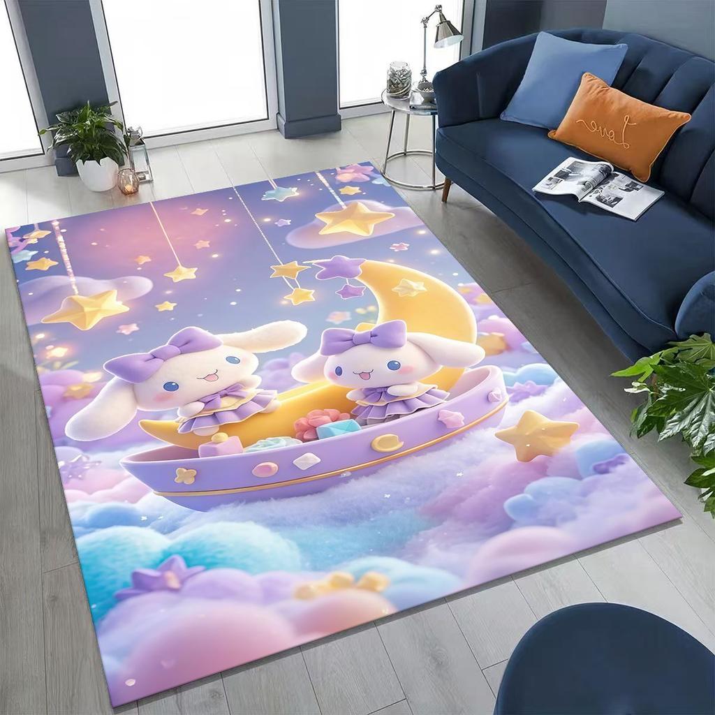2026 New Cute Cinnamoroll Pompompurin Sanrio Cartoon Rug for Bedroom Living Room Sofa Home Doormat Decor, Kid Non-slip Floor Mat