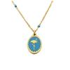 [R0181] - Gold Turquoise 'Flamingo' Steel Designer Necklace - 15x10 Mm