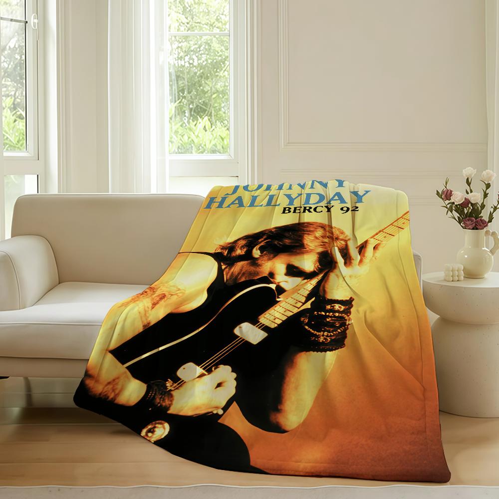 French singer Johnny Hallyday Blanket For Sofa Office Bed Plane Travel Sleep Read Relax Camping Soft And Warm
