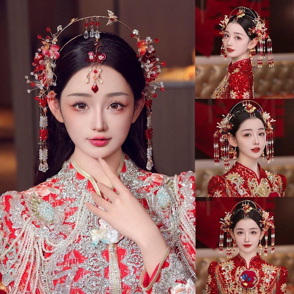 Китайский стиль невесты тиары кисточки свадебный ободок для волос изысканный головной убор невесты украшения для волос