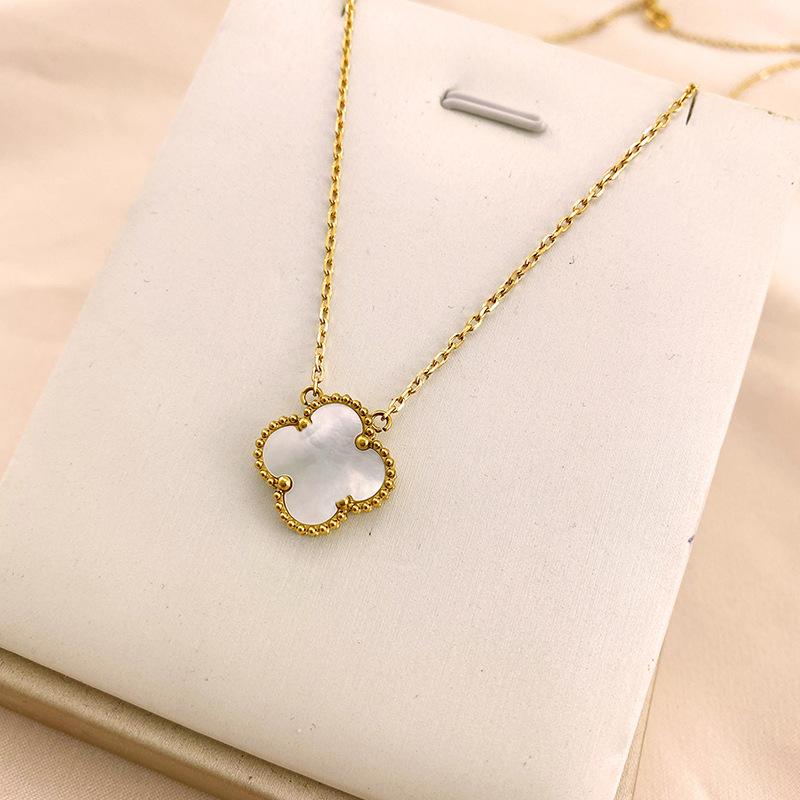 15 мм Высококачественное Женское Ожерелье с Четырехлистным Клевером, Один Цветок, Двусторонняя Подвеска, Женская Цепочка на Ключицу