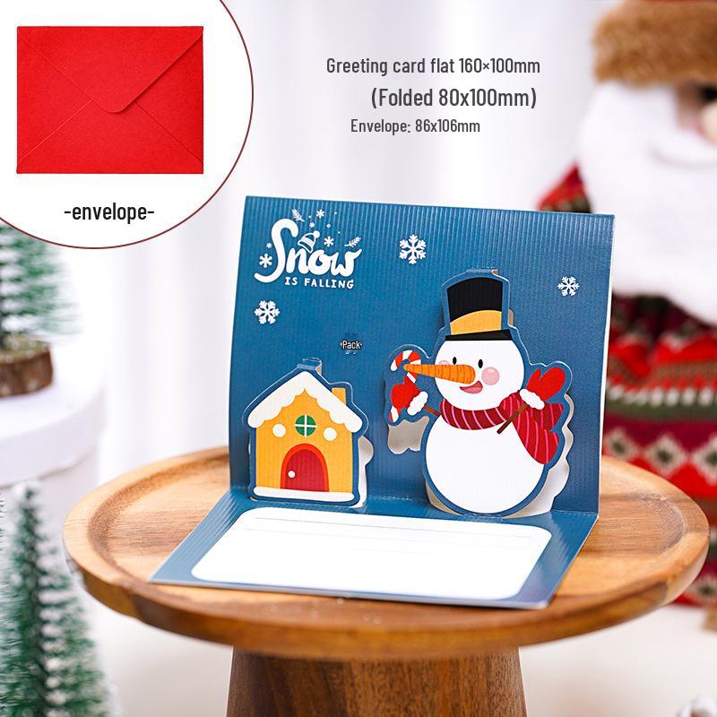 3D Christmas Pop-up Cartoon Greeting Card with Envelope - Christmas Eve Blessing Gift